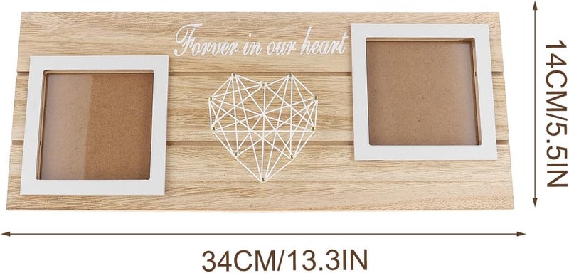 STAHAD Wooden Heart String Art Picture Frame Double-sided Photo Holder White Tabletop Decor Mom Home Memory Display - Image 2