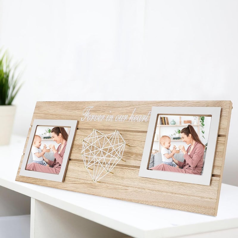 STAHAD Wooden Heart String Art Picture Frame Double-sided Photo Holder White Tabletop Decor Mom Home Memory Display - Image 5
