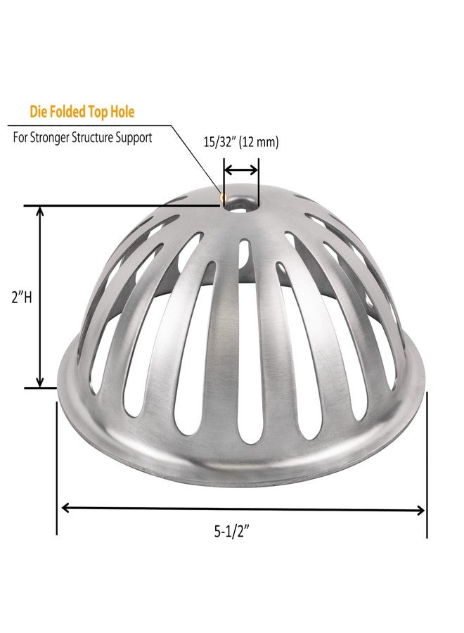 Leyso Type 304 Stainless Steel Heavy Duty Dome Sink Drain Strainer Floor Sink Drain Cover, 16 Gauge, 1.2 MM Thickness, 5-1/2" D x 2” H (Pack of 1) - Image 2