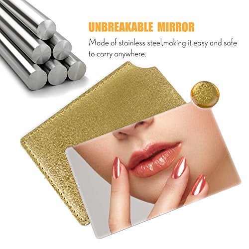 IBEET Unbreakable Stainless Steel Makeup Mirrors,Vanity Mirror Small for Purse Handbag Travel, Rectangular Handheld Compact Pocket Mirror Tiny Wallet Mirror Plate for Makeup - Image 2