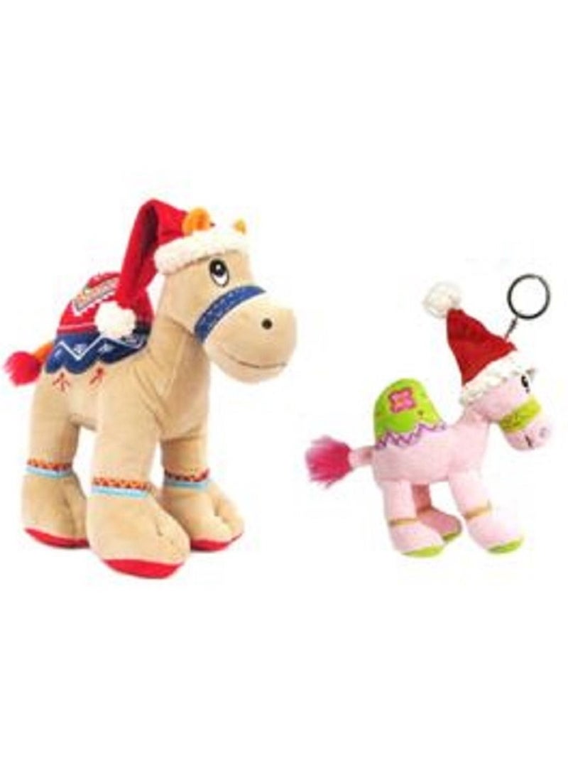 Fay Lawson Bundle item - Beige camel with santa hat 18cm and Pink key ring 12cm