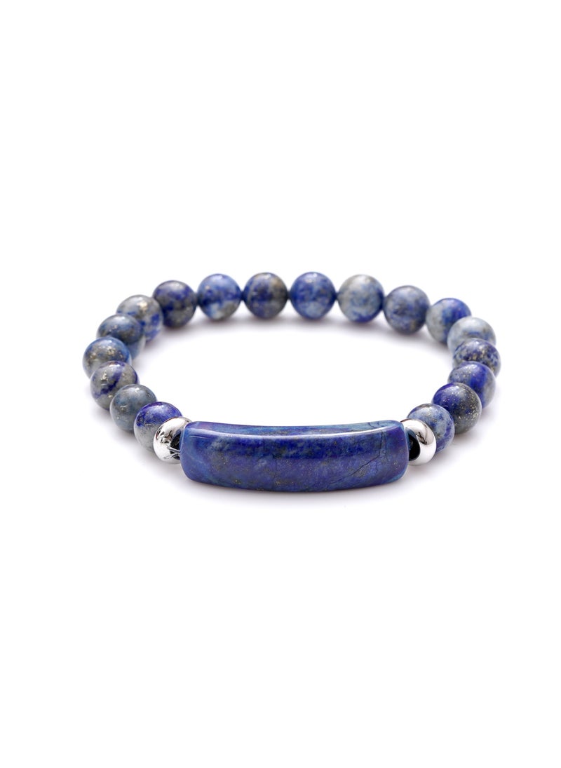 Subhati Bracelet with Lapis Stone | 8 MM Beads - 18 | Metal Parts  - Image 2
