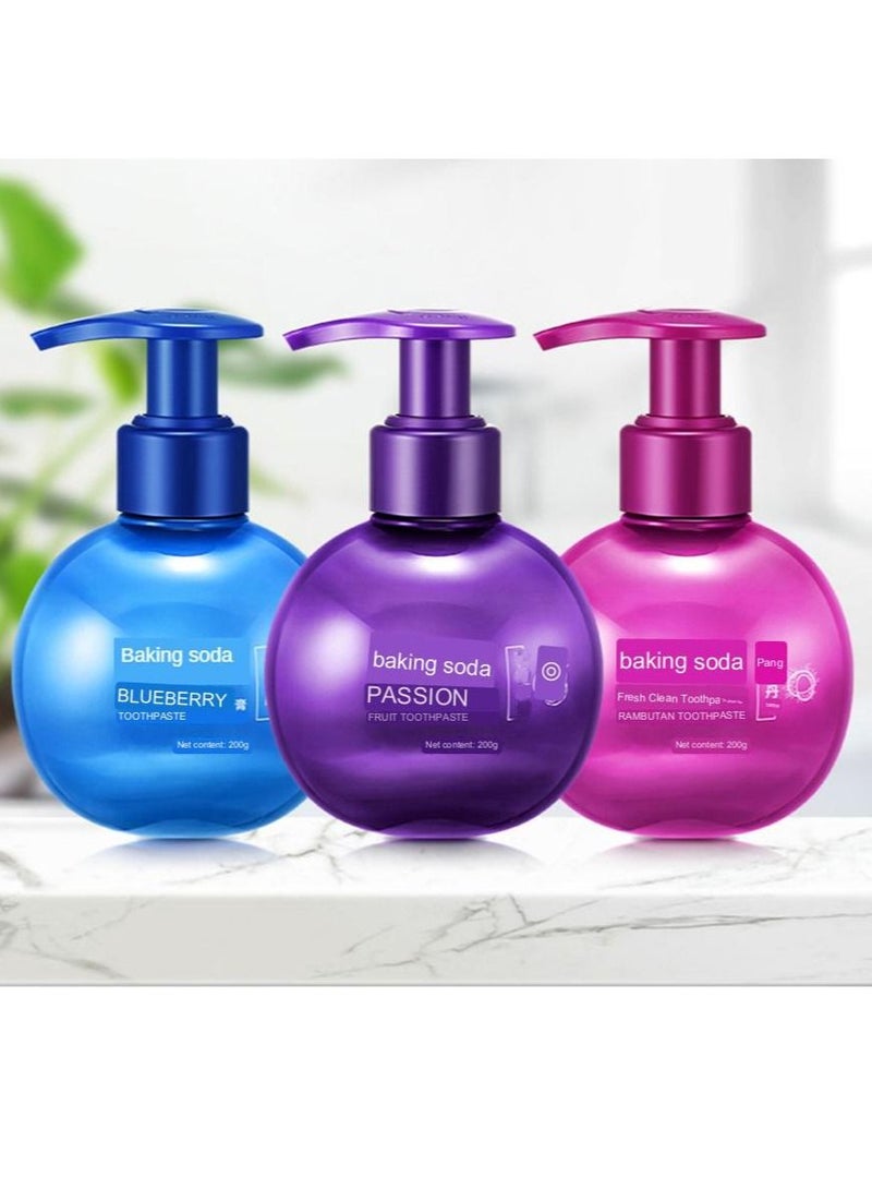 DubaiGallery معجون أسنان بيكربونات الصوديوم السحري لتبييض الأسنان وتنظيفها والعناية بالفم بنكهة فاكهة العاطفة لون عشوائي
