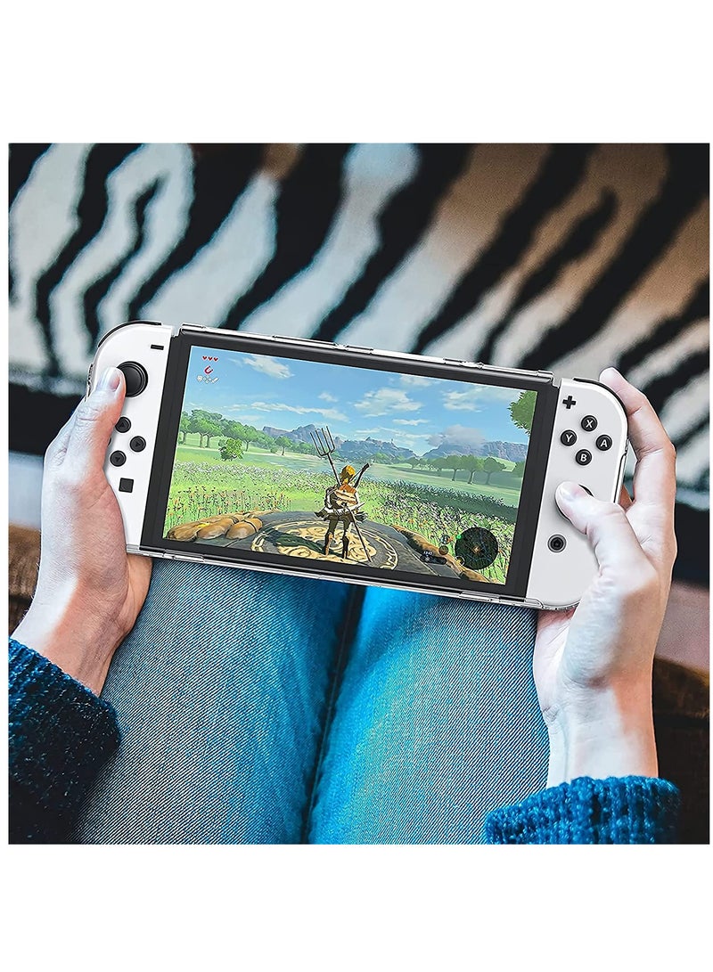 KASTWAVE Protective Case for Switch OLED Model with Game Card Storage, Hard Plastic PC Cover for Nintendo Switch OLED Model Joycon Controller, Shockproof Protector with NS OLED Model (Transparent) - Image 5