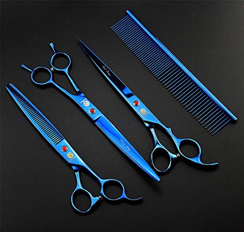 Purple Dragon 8.0" Titanium Multicolor Professional Pet Grooming Scissors Set,Straight & Thinning & Curved Scissors Shear with Bag for Dog Cat Grooming - Image 5