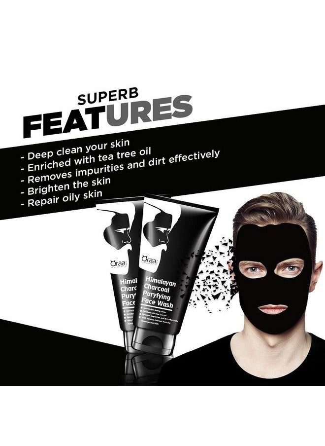 Qraa Men Himalayan Charcoal Purifying Face Wash (Pack Of 2) 200 Gram  - Image 3