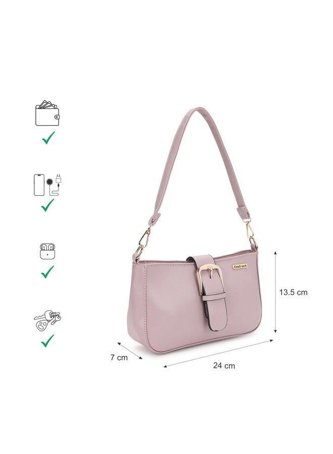 Fastrack Women Buckle Detail Shoulder Bag with Top Zip and Flap Closure | Inner Zip and Slip Pockets, Gold Metal Accents | Trendy Sling Bag | Trendy Women Handbags - Image 4