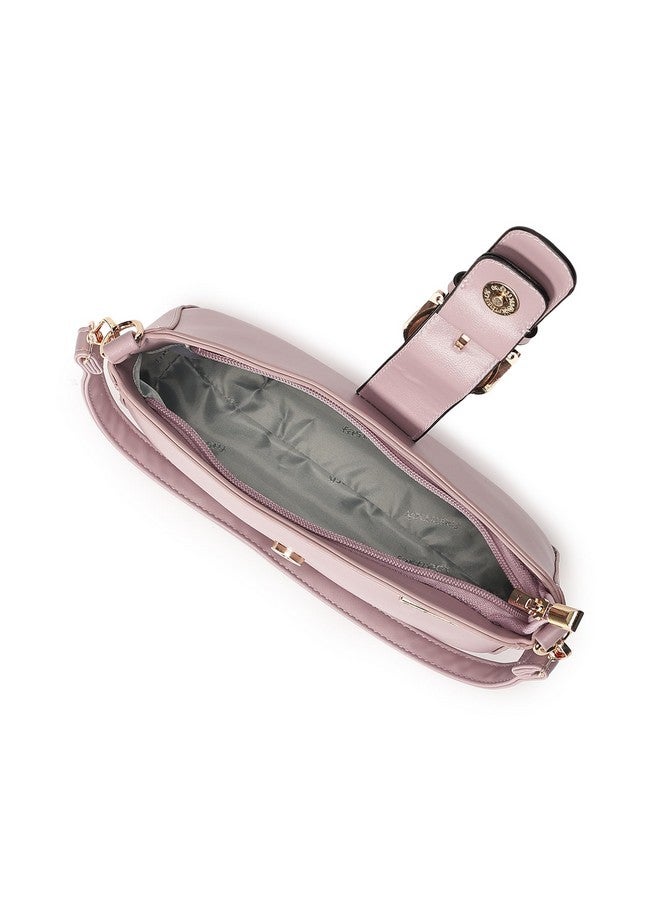 Fastrack Women Buckle Detail Shoulder Bag with Top Zip and Flap Closure | Inner Zip and Slip Pockets, Gold Metal Accents | Trendy Sling Bag | Trendy Women Handbags - Image 5