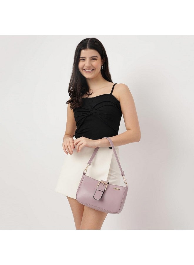 Fastrack Women Buckle Detail Shoulder Bag with Top Zip and Flap Closure | Inner Zip and Slip Pockets, Gold Metal Accents | Trendy Sling Bag | Trendy Women Handbags - Image 2