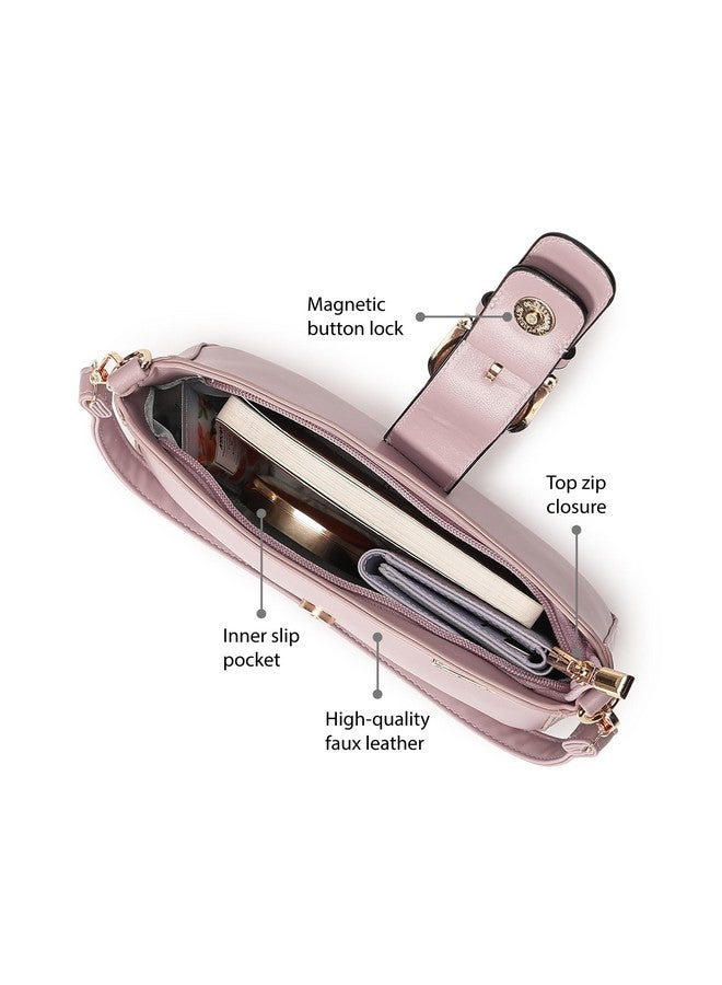 Fastrack Women Buckle Detail Shoulder Bag with Top Zip and Flap Closure | Inner Zip and Slip Pockets, Gold Metal Accents | Trendy Sling Bag | Trendy Women Handbags - Image 3