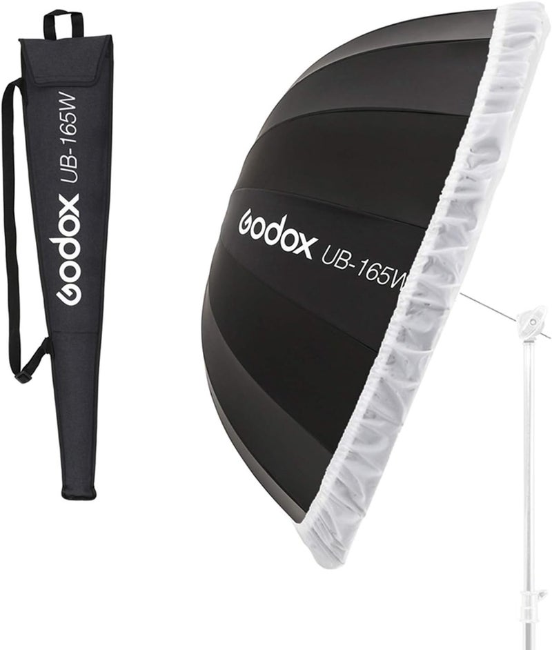 جودوكس مظلة عاكسة مكافئية داخلية بيضاء من Godox UB-165W، قطر 65 بوصة (165 سم)، مظلة إضاءة استوديو (UB-165W) - Image 1