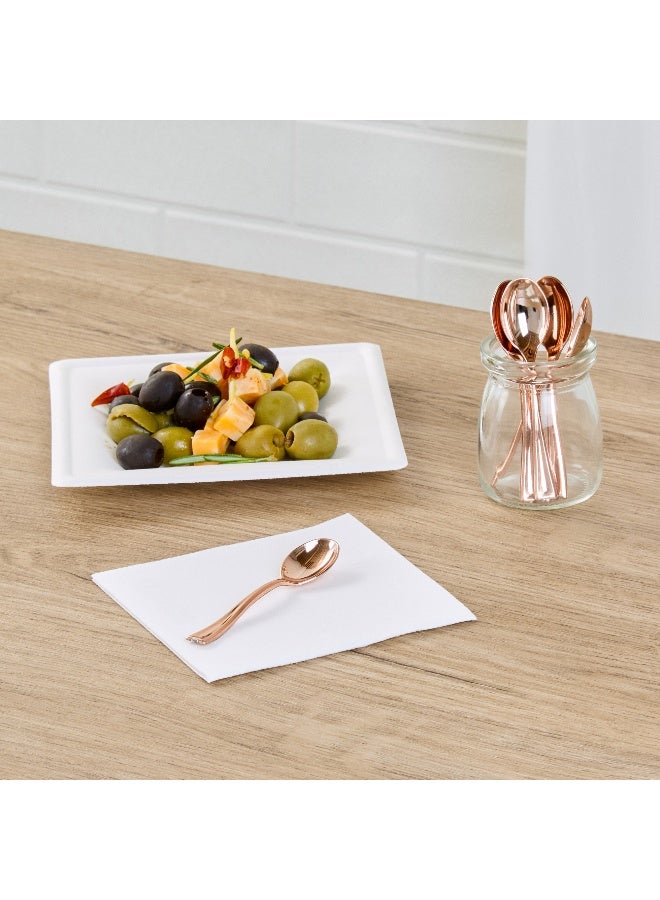 Restaurantware 4 Inch Mini Spoons, 500 Disposable Tiny Spoons - Heavy-Duty, Pair With Appetizers or Desserts, Rose Gold Plastic Sample Spoons, For Parties, Weddings, Or Catering - Image 3