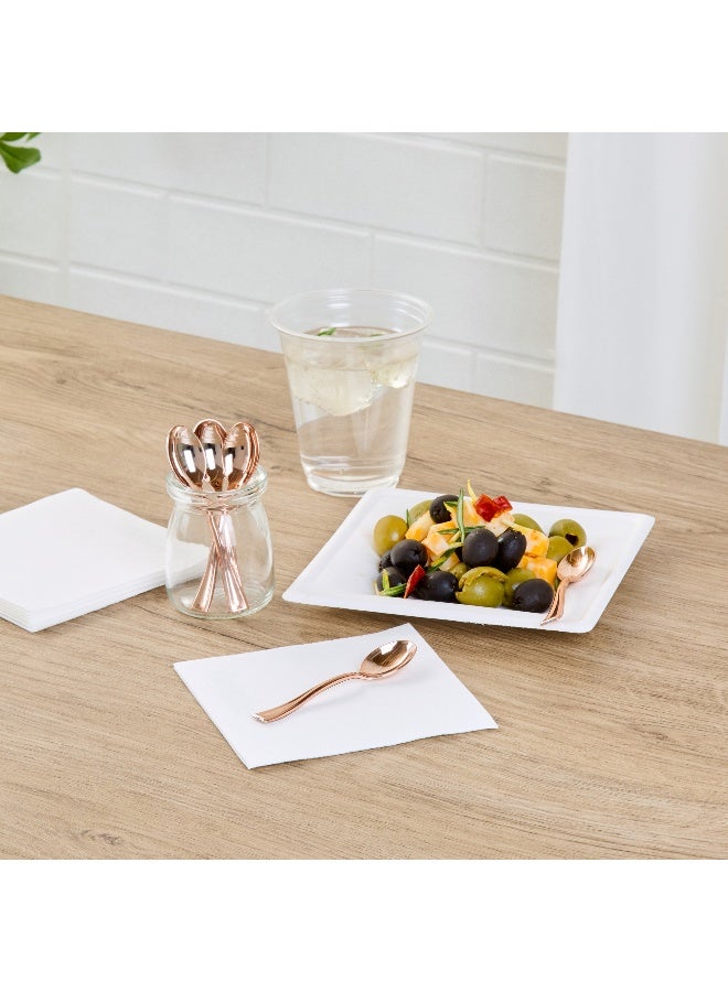 Restaurantware 4 Inch Mini Spoons, 500 Disposable Tiny Spoons - Heavy-Duty, Pair With Appetizers or Desserts, Rose Gold Plastic Sample Spoons, For Parties, Weddings, Or Catering - Image 4