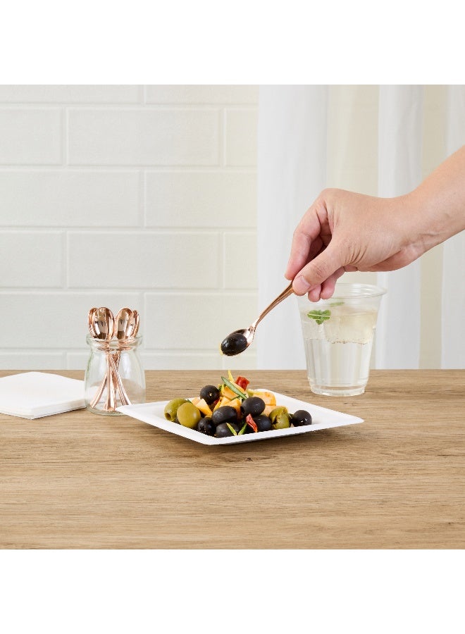 Restaurantware 4 Inch Mini Spoons, 500 Disposable Tiny Spoons - Heavy-Duty, Pair With Appetizers or Desserts, Rose Gold Plastic Sample Spoons, For Parties, Weddings, Or Catering - Image 5