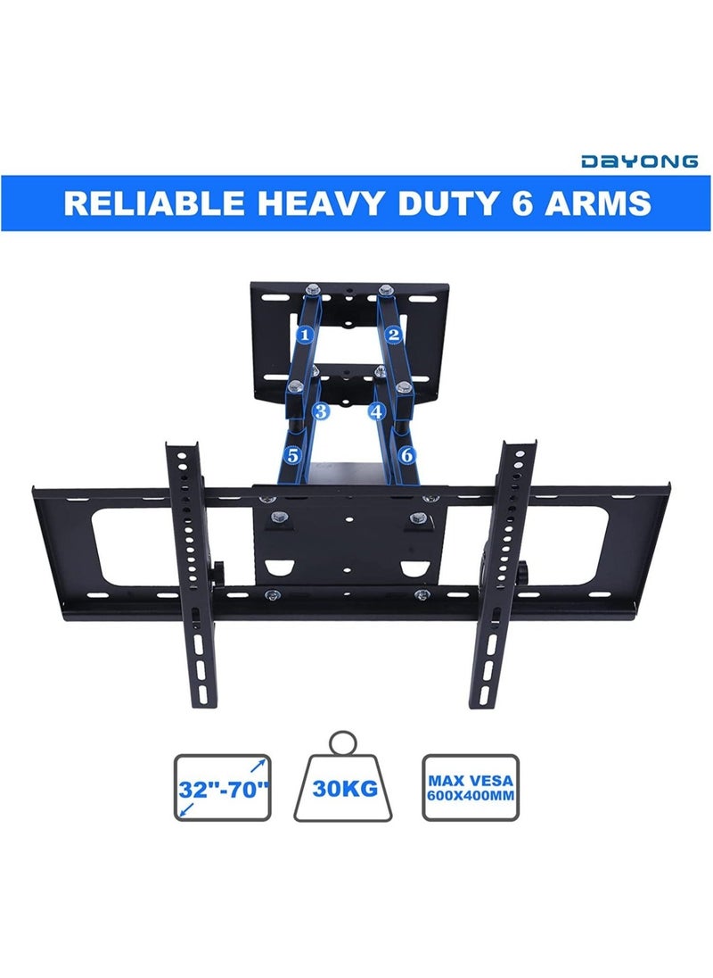 Full Motion TV Wall Mount for Most 32-70 inch TVs,Dual Articulating Arms Swivel and Tilt for LED LCD Flat & Curved TV TV Wall Mount Bracket Holds up to 30kg ​Max VESA 600x400mm - Image 4