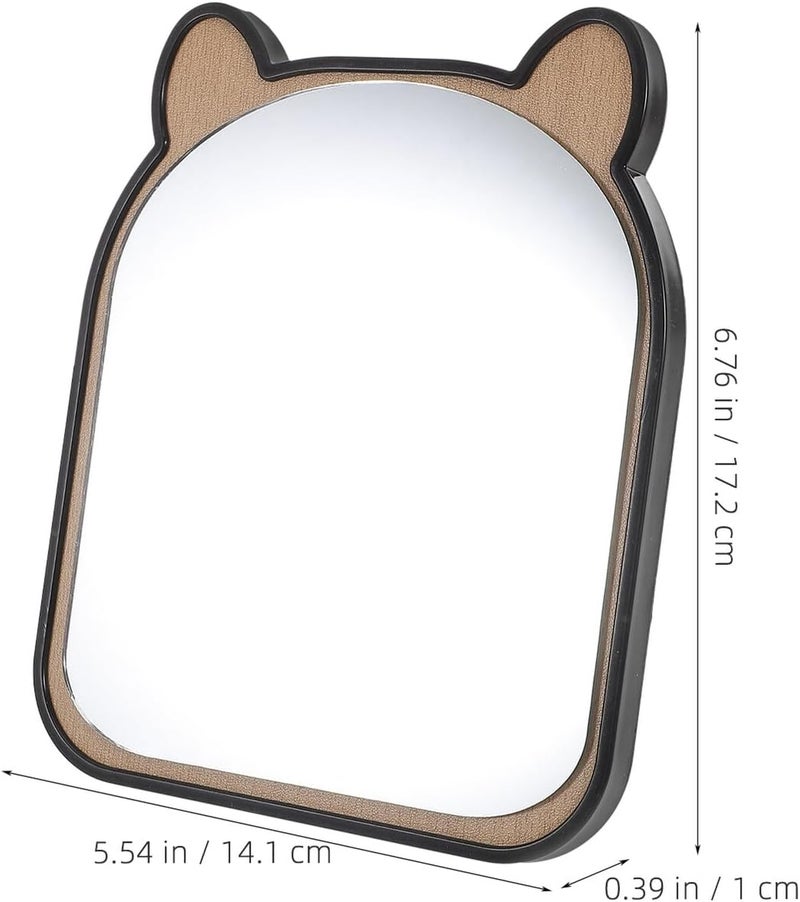 Wooden Cartoon Animal Tabletop Vanity Mirror Small Standing Desk Makeup Mirror with Stand Decorative Handheld for Nursery Use - Image 2