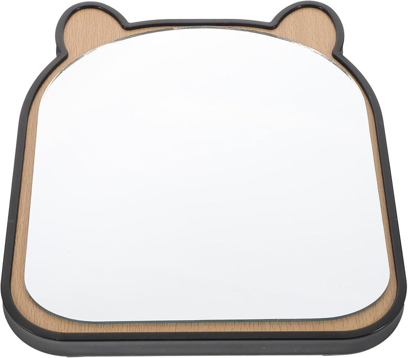 Wooden Cartoon Animal Tabletop Vanity Mirror Small Standing Desk Makeup Mirror with Stand Decorative Handheld for Nursery Use - Image 1