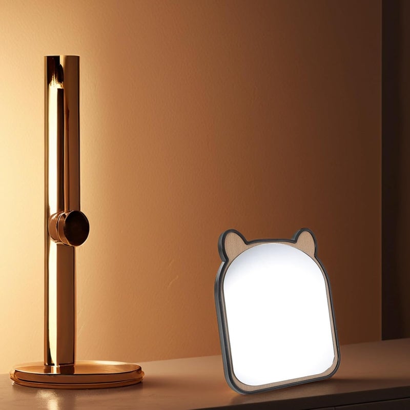 Wooden Cartoon Animal Tabletop Vanity Mirror Small Standing Desk Makeup Mirror with Stand Decorative Handheld for Nursery Use - Image 4