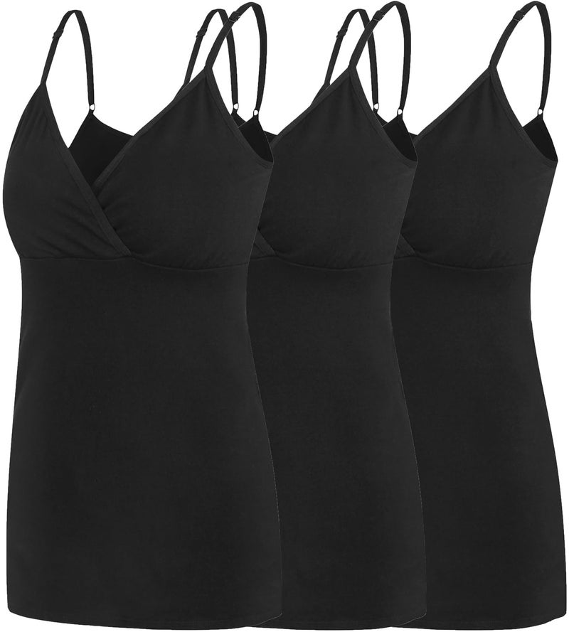 SUIEK Nursing Tops Tank Shirt Cami Sleep Bra for Maternity and Breastfeeding 3PCS/Pack (Medium) - Image 1