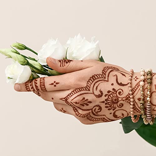 KASUWA Henna Tattoos, Henna Temporary Tattoos Brown Waterproof Tattoo stickers for Women Wedding Party Festivals,Parties Decoration Suppliers 6Sheets - Image 3