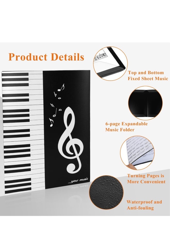 2 Pack Sheet Music Folder, 6-Sided A4 Music File Folder, Piano Music Binder Choir Folder, Suitable for Piano Guitar Violin Paper Document Music Lovers Students Use - Image 3