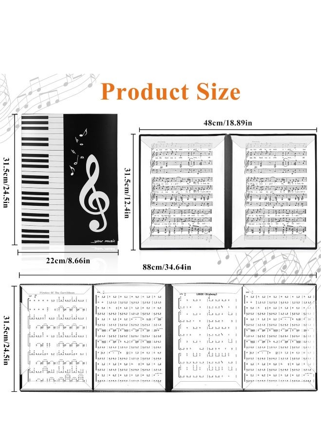 2 Pack Sheet Music Folder, 6-Sided A4 Music File Folder, Piano Music Binder Choir Folder, Suitable for Piano Guitar Violin Paper Document Music Lovers Students Use - Image 2