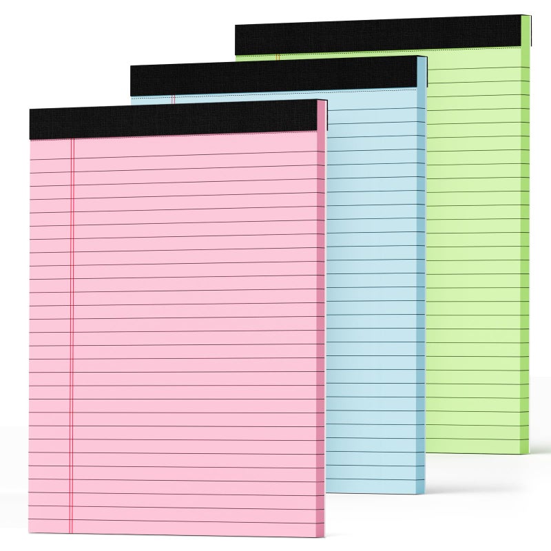 Zaviko Legal Pads 8.5 x 11 Colored Note Pads 8.5 x 11, 3 Pack Notepads 8.5x11, Pink Notepad 8.5x11 Legal Pad, Notebook Paper for Home Office Supplies, Lined Paper Pads 8 1/2 x 11, 30 Sheets/Pad - Image 1