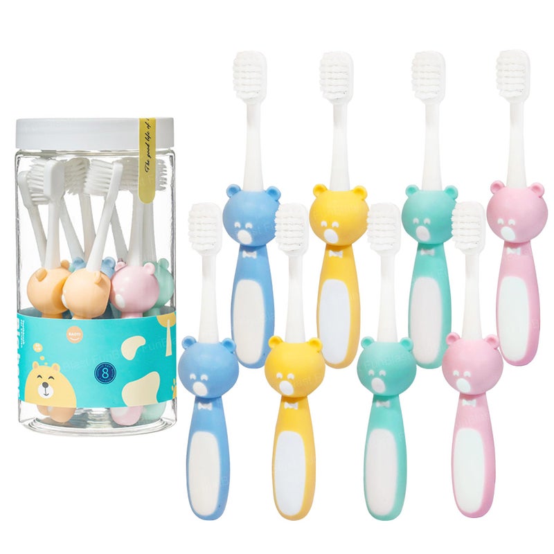 FunBlast Kids Toothbrush Set - Pack of 8 Extra Soft Microfiber Bristle Toothbrushes with Storage Box, Manual Toothbrushes for Boys & Girls Ages 2-5 (Multicolor) - Image 1
