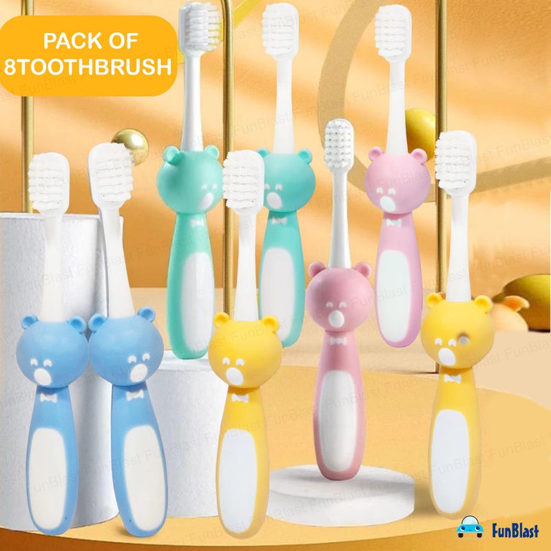 FunBlast Kids Toothbrush Set - Pack of 8 Extra Soft Microfiber Bristle Toothbrushes with Storage Box, Manual Toothbrushes for Boys & Girls Ages 2-5 (Multicolor) - Image 4