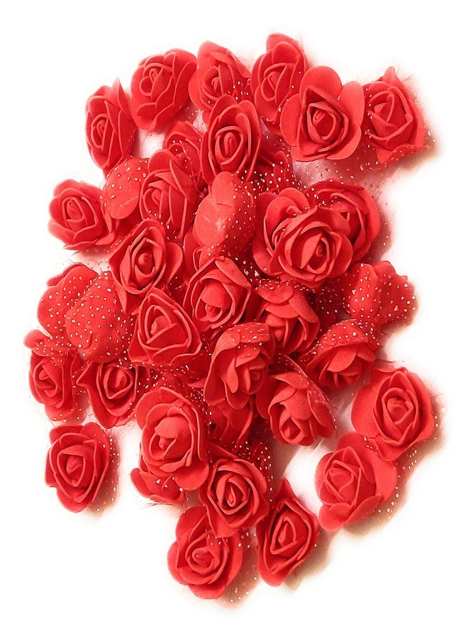 Excellentcrafts 3cm Red Foam Artificial Roses (25 Pcs) � Mini Rose Flowers for Tiara Making, DIY Crafts, Wedding Decorations, Gift Wrapping & Scrapbooking - Image 2