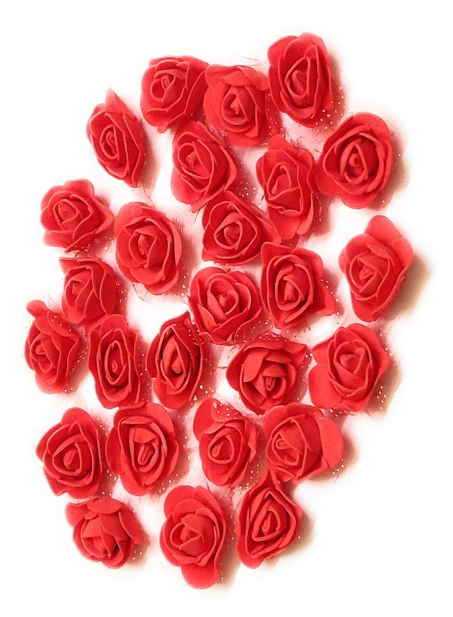 Excellentcrafts 3cm Red Foam Artificial Roses (25 Pcs) � Mini Rose Flowers for Tiara Making, DIY Crafts, Wedding Decorations, Gift Wrapping & Scrapbooking - Image 1