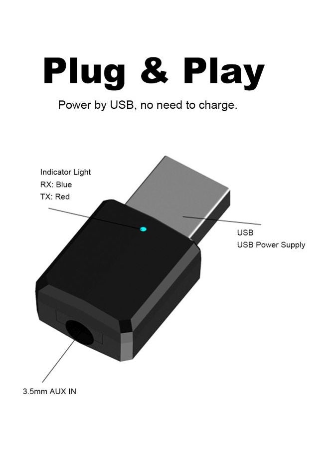 NIBEMINENT 2-Piece 2-In-1 Bluetooth Audio Transmitter And Receiver Set Black  - Image 5