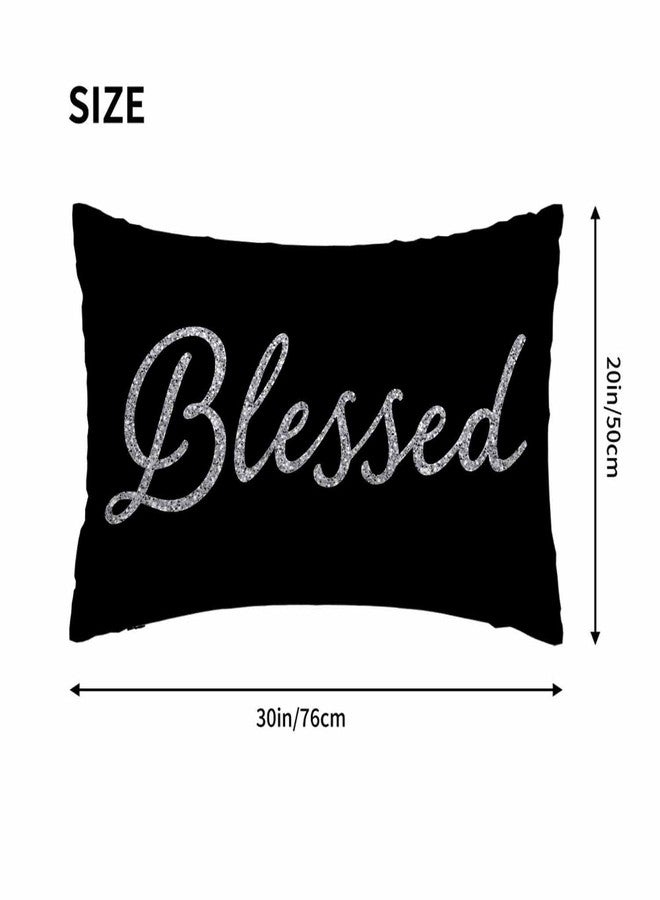 Mugod Throw Pillow Case White Highlights Blessed on Black Ground,Waist Lumbar Cushion Cover Sofa Home Decorative Rectangle Oblong 20x30 Inches - Image 4