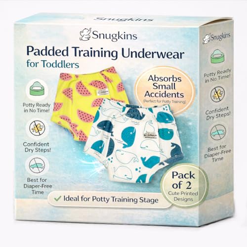 SNUGKINS Potty Training Pull-up Pants | Padded Underwears for Babies/Kids/Toddlers. (in, Age, 12 Months, 24 Months, Regular, Pack of 2 - Melon & Whale) - Image 1