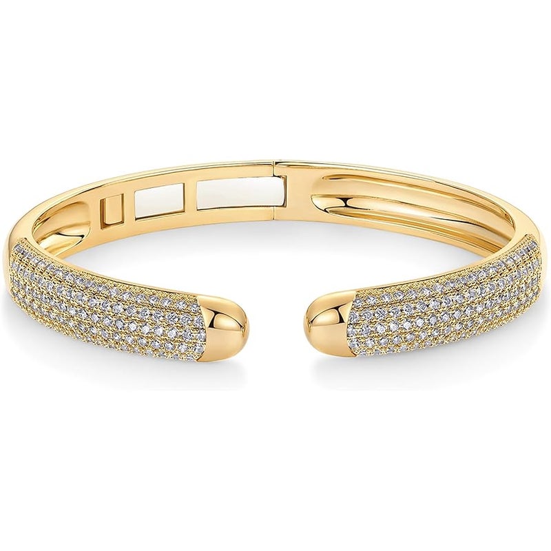 PAVOI 14K Gold Plated Premium Cubic Zirconia Bangle Bracelet for Women - Trendy Cuff Bracelets - Image 3