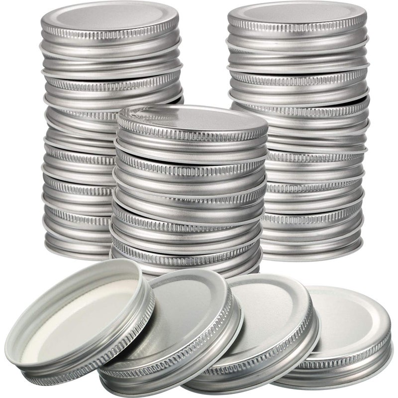 Chuangdi 30 Packs Mason Jar Lids Bulk Wide Regular Mouth Canning Lids Leak Proof Secure Mason Storage Solid CapsSilver