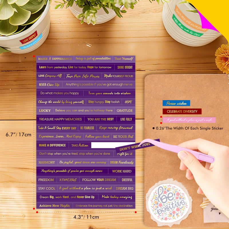 SpriteGru 2398PCS Quote Stickers, Gold Foil Word Phrase Stickers for Junk Journal, Pre-Cut Motivational Inspirational Small Talk Labels for Scrapbook, DIY Craft Card Making (50 Sheets) - Image 3