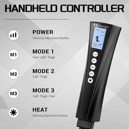 Bestgift Christmas Gifts for Men, Women, Mom, Dad, Mother's Day, Father's Day, Air Compression Massager with Heat for Foot, Leg, Calf, Thigh, Knee, Helpful for Muscle Fatigue, Cramps, Swelling, Edema - Image 2