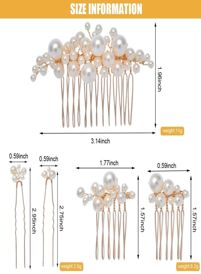 FEXONXA 5 Pcs Pearl Juda Hair Pins for Women - Wedding Faux Pearl Bridal Hair Comb Clips Set for Girls & Ladies - Stylish Hair Bun Pins for Party, Wedding - Image 2