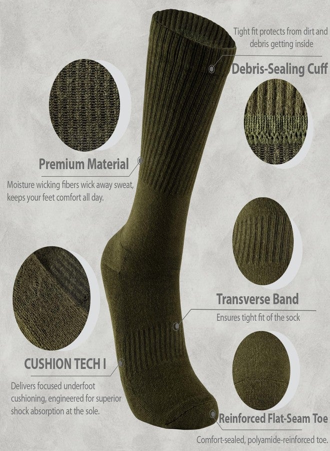 Toichi Men's Military Green Hiking Socks, Tactical Over-the-Calf Work & Hunting Boot Socks for Men (US, Alpha, One Size, Regular, Regular, 1, Military Green) - Image 3