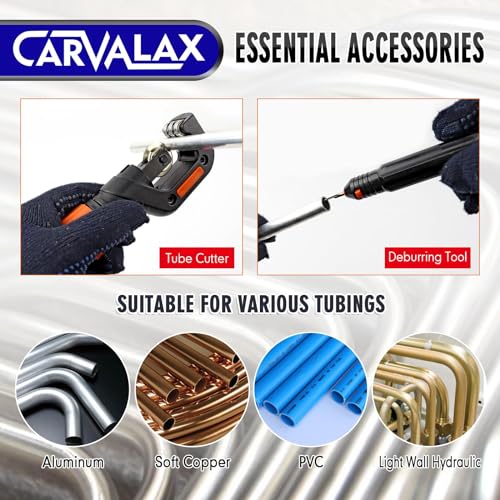 CARVALAX Pipe Tube Bender Set, for 1/4” to 7/8” O.D, 90° Ratcheting Tubing Bender Kit with Reverse Bending Adapters and 7 Multi-Color Aluminum Heads, for HVAC Air Condition Heating Repair - Image 5
