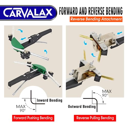 CARVALAX Pipe Tube Bender Set, for 1/4” to 7/8” O.D, 90° Ratcheting Tubing Bender Kit with Reverse Bending Adapters and 7 Multi-Color Aluminum Heads, for HVAC Air Condition Heating Repair - Image 2