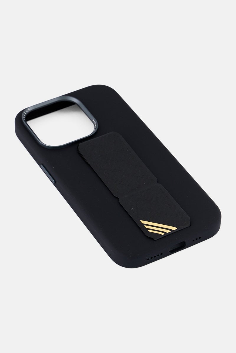 LEVELO iPhone 15 Pro Morphix Silicone Kickstand Grip Case, Black - Image 4