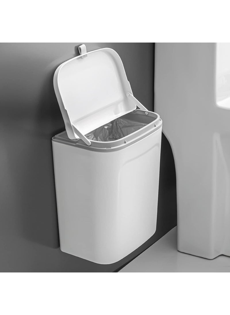HOKIPO HOKIPO Plastic HangingWall Mounted Dustbin For Bathroom Toilet Kitchen Home Or Office White Pack Of 1 AR3992 OpenTop  - Image 1