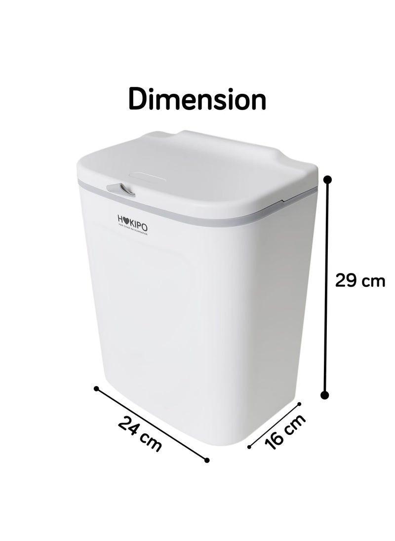 HOKIPO HOKIPO Plastic HangingWall Mounted Dustbin For Bathroom Toilet Kitchen Home Or Office White Pack Of 1 AR3992 OpenTop  - Image 5