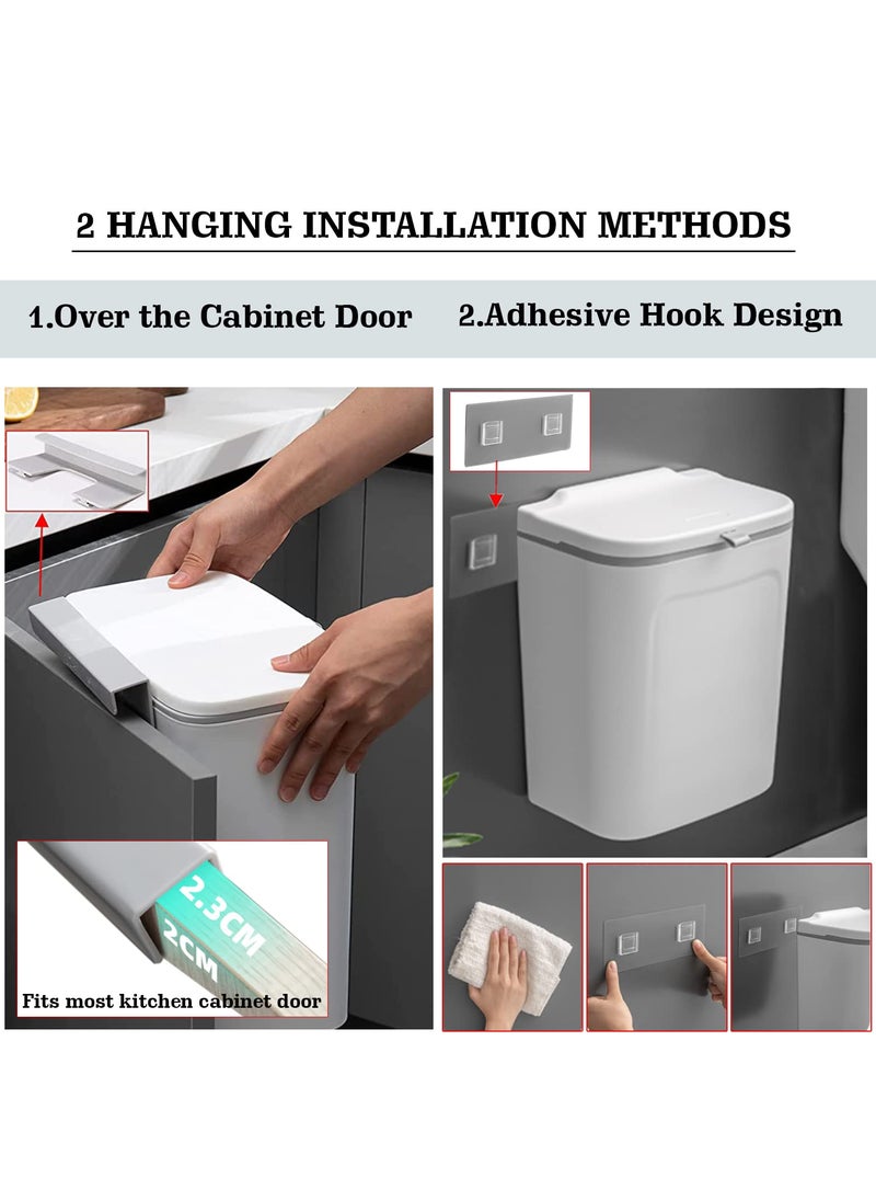 HOKIPO HOKIPO Plastic HangingWall Mounted Dustbin For Bathroom Toilet Kitchen Home Or Office White Pack Of 1 AR3992 OpenTop  - Image 2