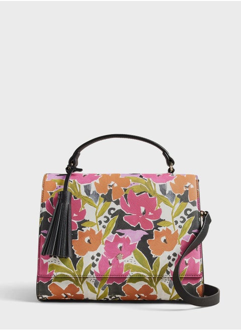 Maniya Printed Magnolia Top Handle Crossbody Bag