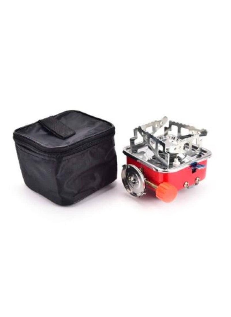 HUMI HOMES - Homes Portable Mini Camping Stove | Portable Gas Stove And Picnic Butane Gas Burner For Outdoor Camping, Hiking, Mini Gas Stove, Stainless Steel Body With Pouch - Image 1