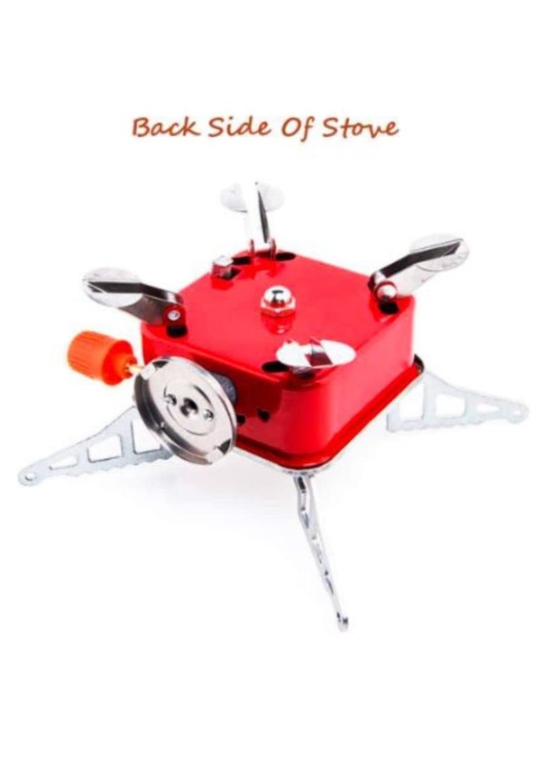 HUMI HOMES - Homes Portable Mini Camping Stove | Portable Gas Stove And Picnic Butane Gas Burner For Outdoor Camping, Hiking, Mini Gas Stove, Stainless Steel Body With Pouch - Image 1