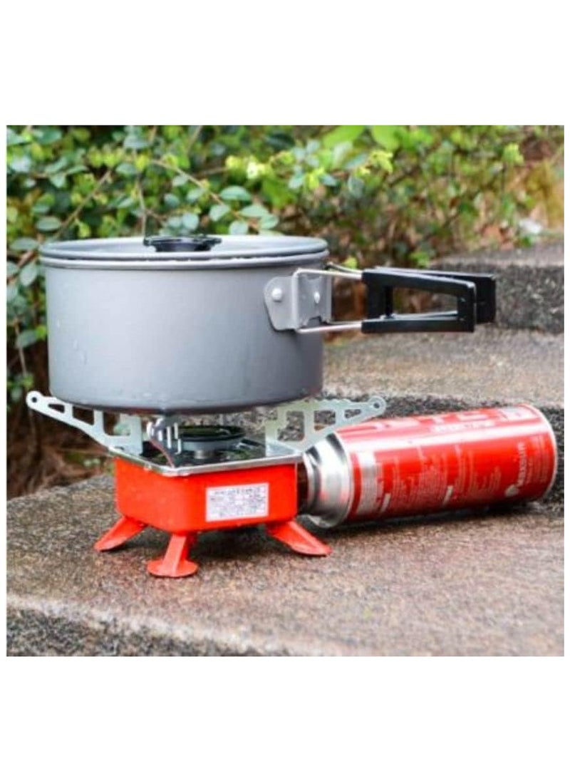 HUMI HOMES - Homes Portable Mini Camping Stove | Portable Gas Stove And Picnic Butane Gas Burner For Outdoor Camping, Hiking, Mini Gas Stove, Stainless Steel Body With Pouch - Image 1
